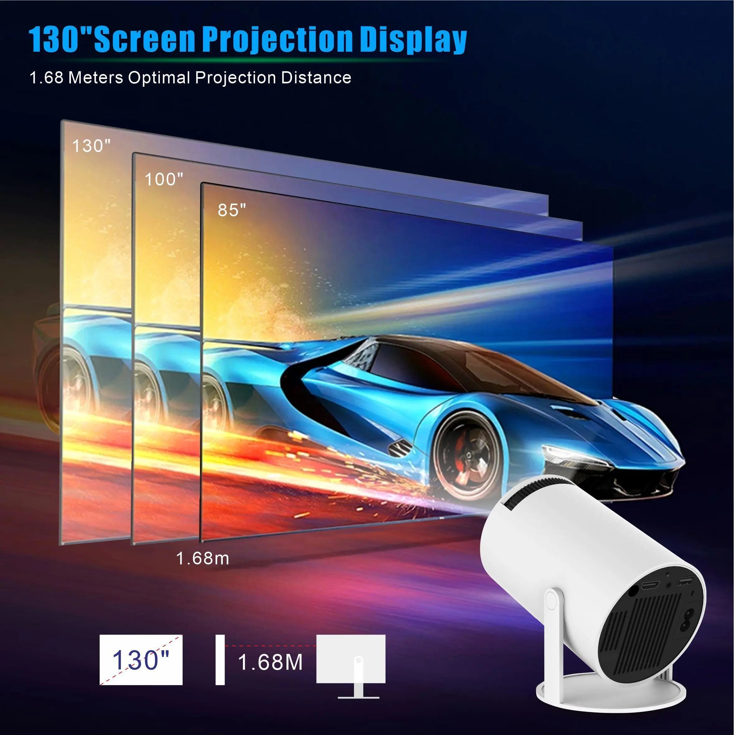 Portable Projector, Auto Keystone Correction Mini Projector, 4K/ 200 ANSI Smart Projector with 2.4/5G Wifi, BT 5.0, 130 Inch Screen, 180 Degree Flip,For Valentine’S Day Gift