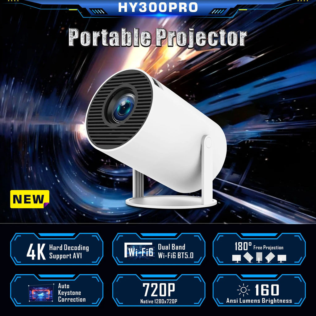 Portable Projector, Auto Keystone Correction Mini Projector, 4K/ 200 ANSI Smart Projector with 2.4/5G Wifi, BT 5.0, 130 Inch Screen, 180 Degree Flip,For Valentine’S Day Gift